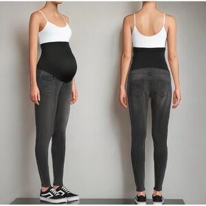 Maternity high waisted Full Panel Leggings Skinny jeggings Size XL Charcoal Grey